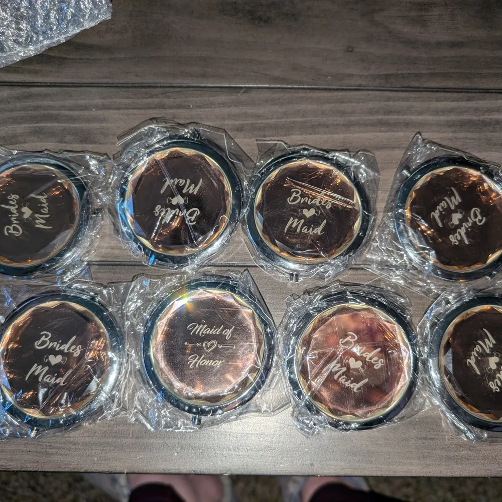~Double Sided Compact Mirror For Bridesmaids/MOH Party Favors Set Of 8.